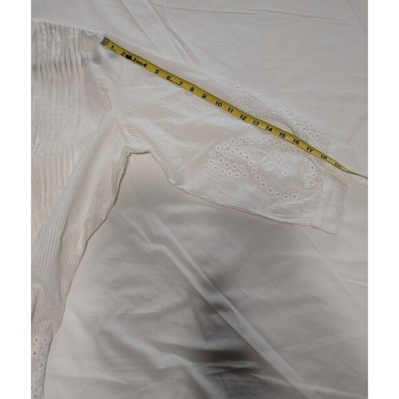 Soft Surroundings 1X White Pintuck Button Down Blouse Embroidered 3/4 Sleeves - Picture 10 of 13